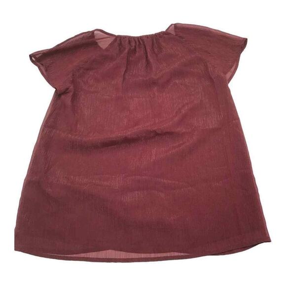 Michael Kors Women’s Ruby Red Sheer Flutter Sleeve Lined Blouse Top XXS NWT - Picture 12 of 16